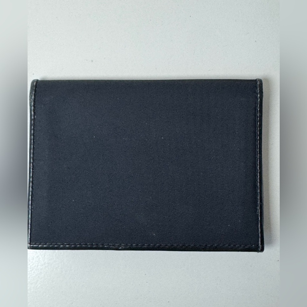 Burberry Unisex Black Canvas Card Holder With Leather Trim & Checkered Interior - Picture 2 of 12